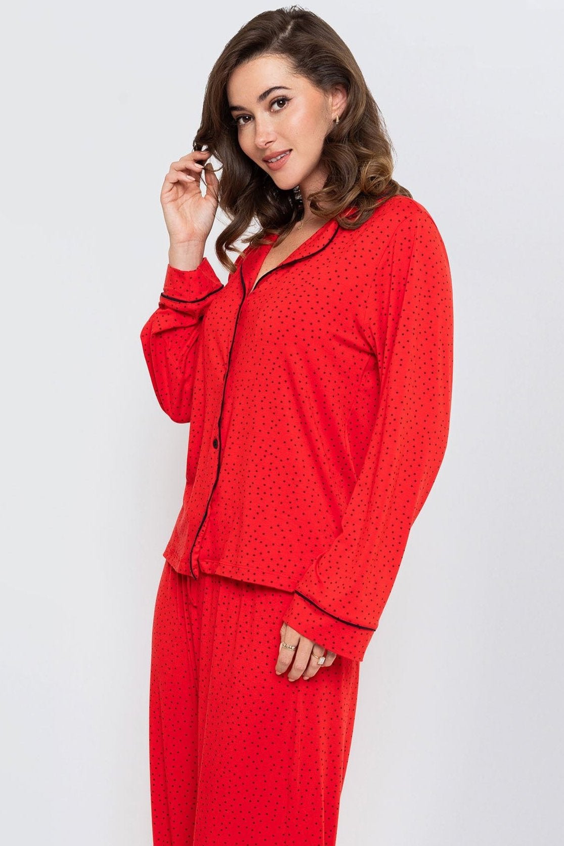 DOTTIE PAJAMA PANT SET - RED
