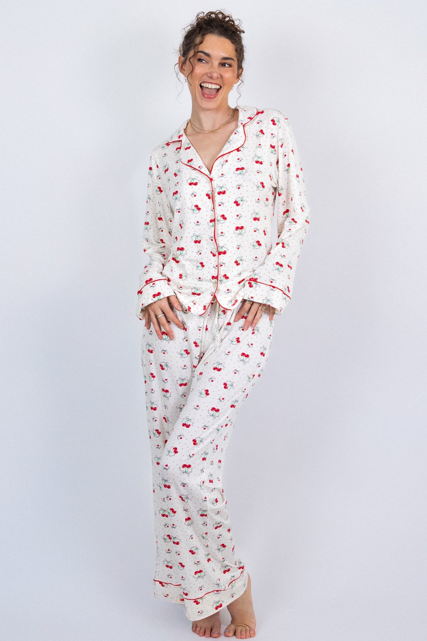 CHERIE PAJAMA PANT SET - IVORY