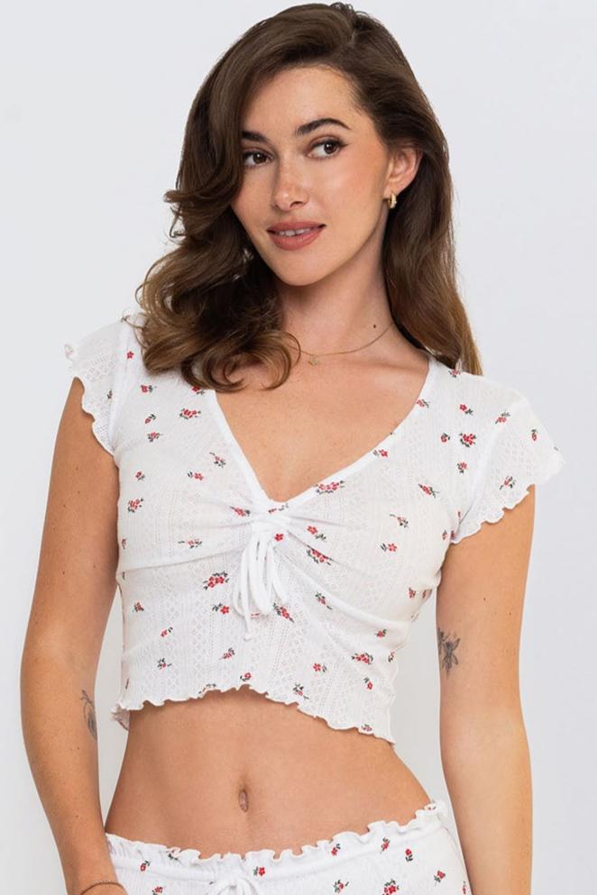 ROSEY BABY TEE - WHITE