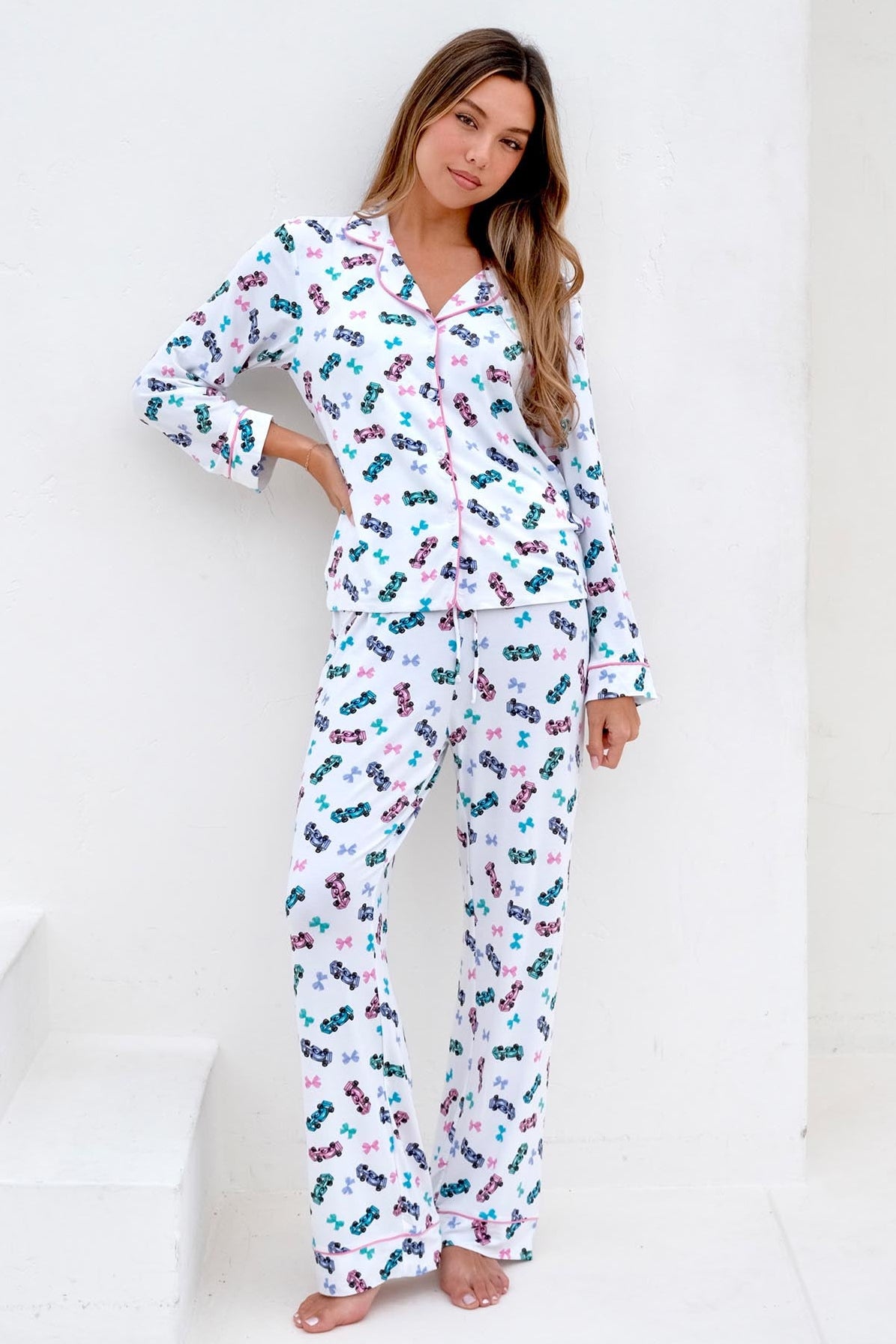 SPEEDY LONG PAJAMA SET - WHITE